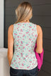 Friends For Life Floral Tank Top- Light Mint & Magenta