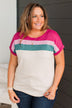 Around Town Color Block Top- Oatmeal & Pink