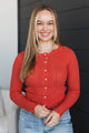 Priceless Memories Pointelle Knit Button Cardigan- Poppy