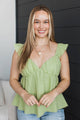Better Than Expected Babydoll Tank Top- Light Sage