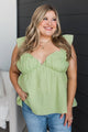 Better Than Expected Babydoll Tank Top- Light Sage