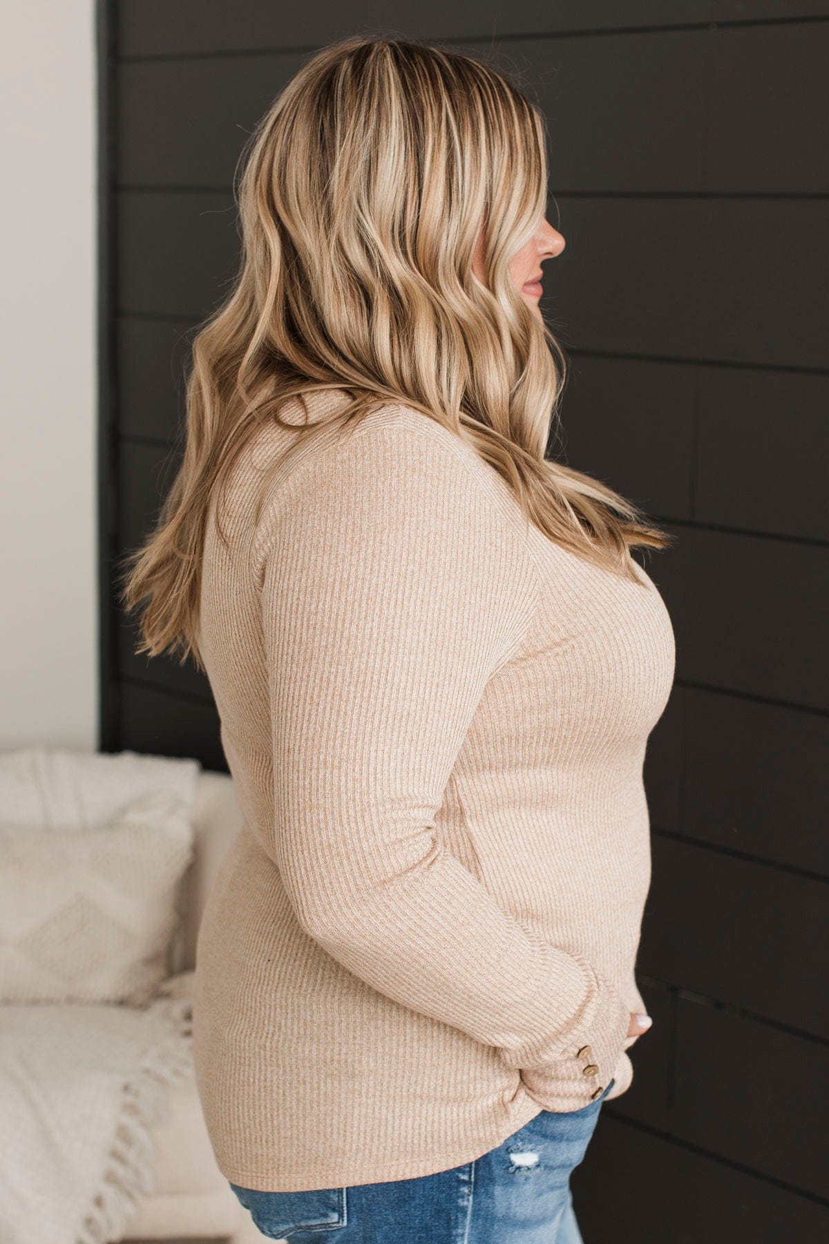 Dreams Of Forever Ribbed Top- Taupe