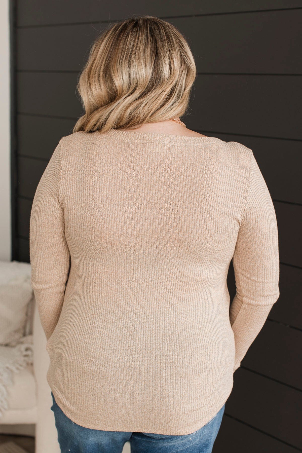 Dreams Of Forever Ribbed Top- Taupe