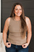 Cool Ambition Ribbed Tank Top- Taupe