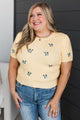 Blooming Confidence Short Sleeve Floral Sweater- Butter Yellow