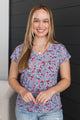 Perfect Daydream Short Sleeve Floral Top- Cornflower Blue