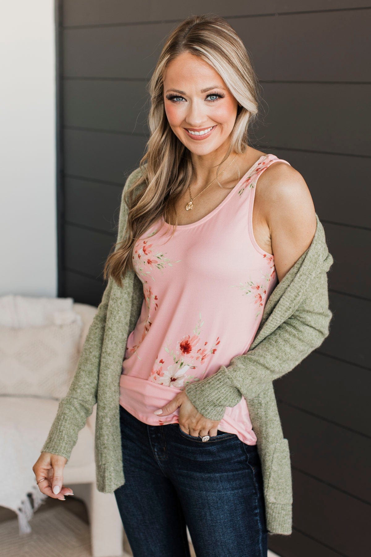 Look So Lovely Floral Tank Top- Pink & Sage