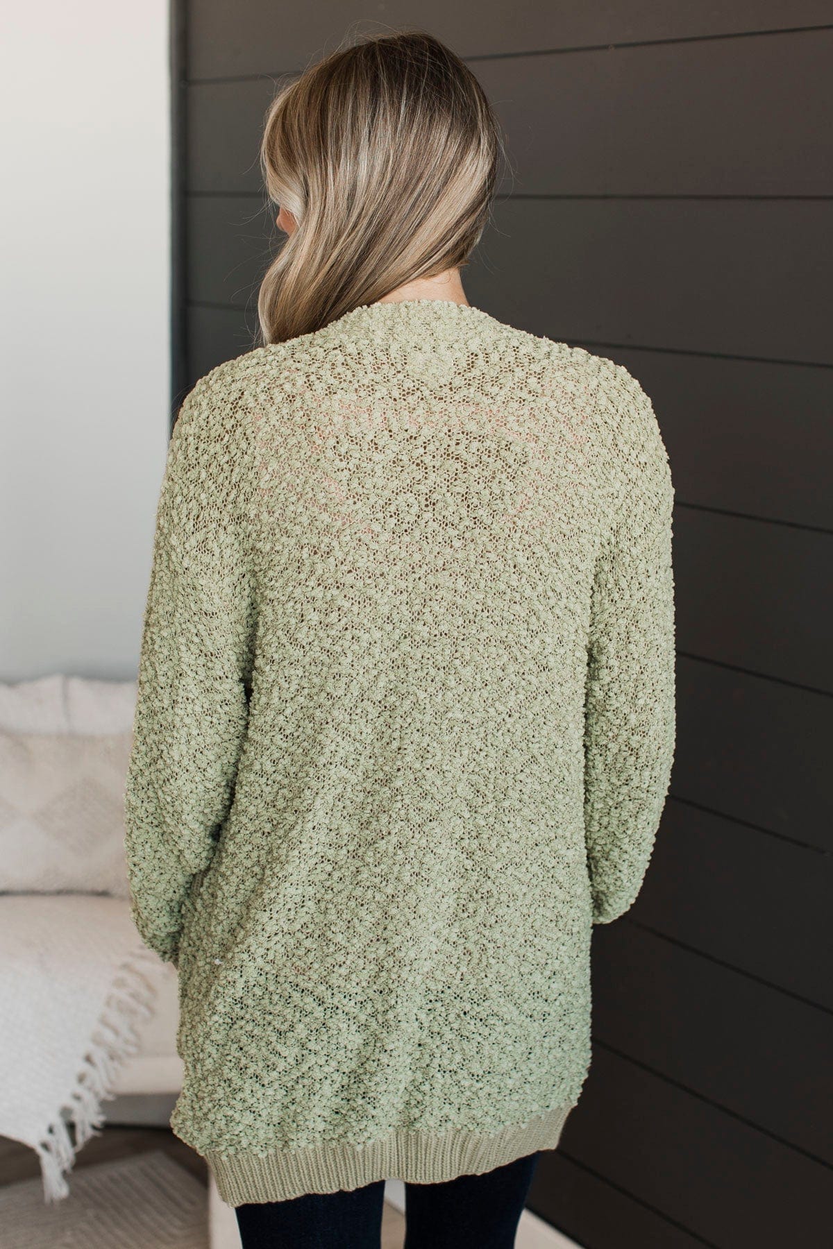 Movie Date Popcorn Knit Cardigan- Sage Movie Date Popcorn Knit Cardigan- Sage
