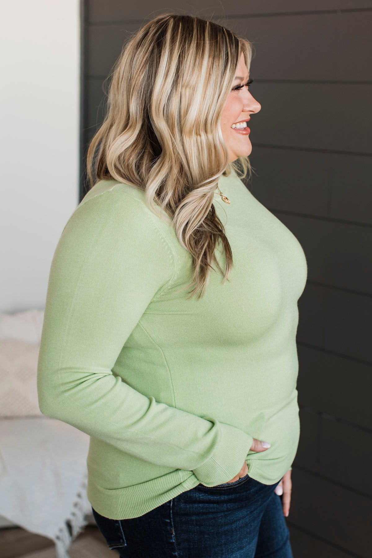 Lost In Your Love Knit Sweater- Light Green