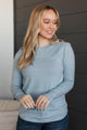 From The Heart Button Knit Sweater- Light Blue