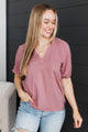 Magic In Every Moment V-Neck Blouse- Dusty Mauve