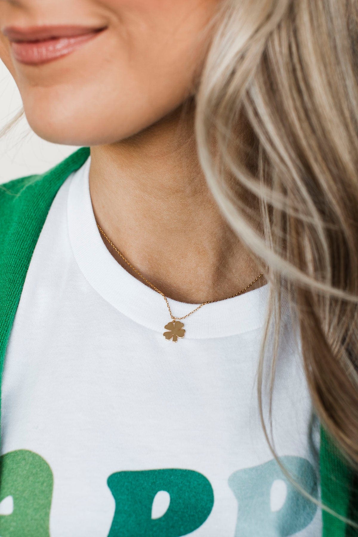 Dainty Clover Pendant Necklace- Gold