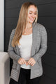 Keep In Mind Stitch Stripe Cardigan- Heather Grey