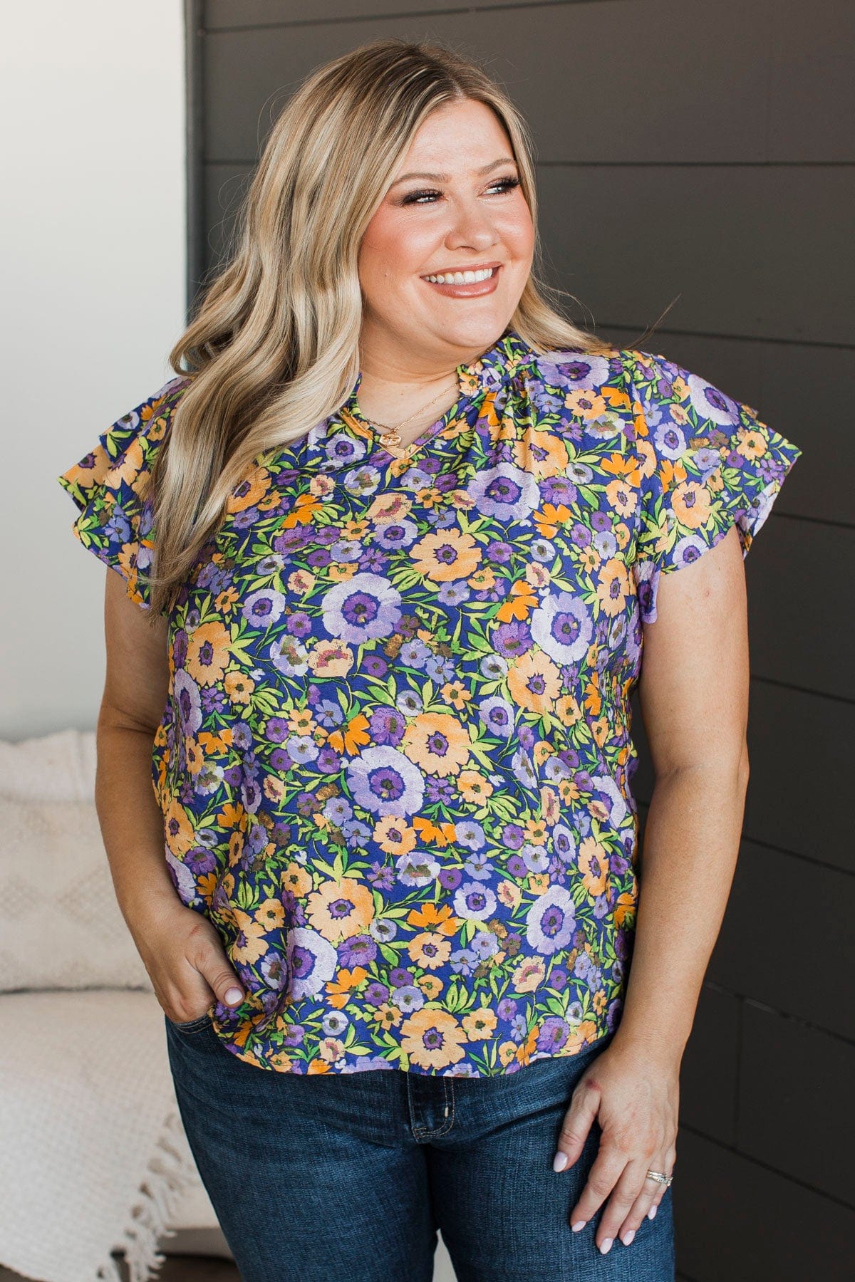 Unreal Beauty Floral Blouse- Purple & Yellow