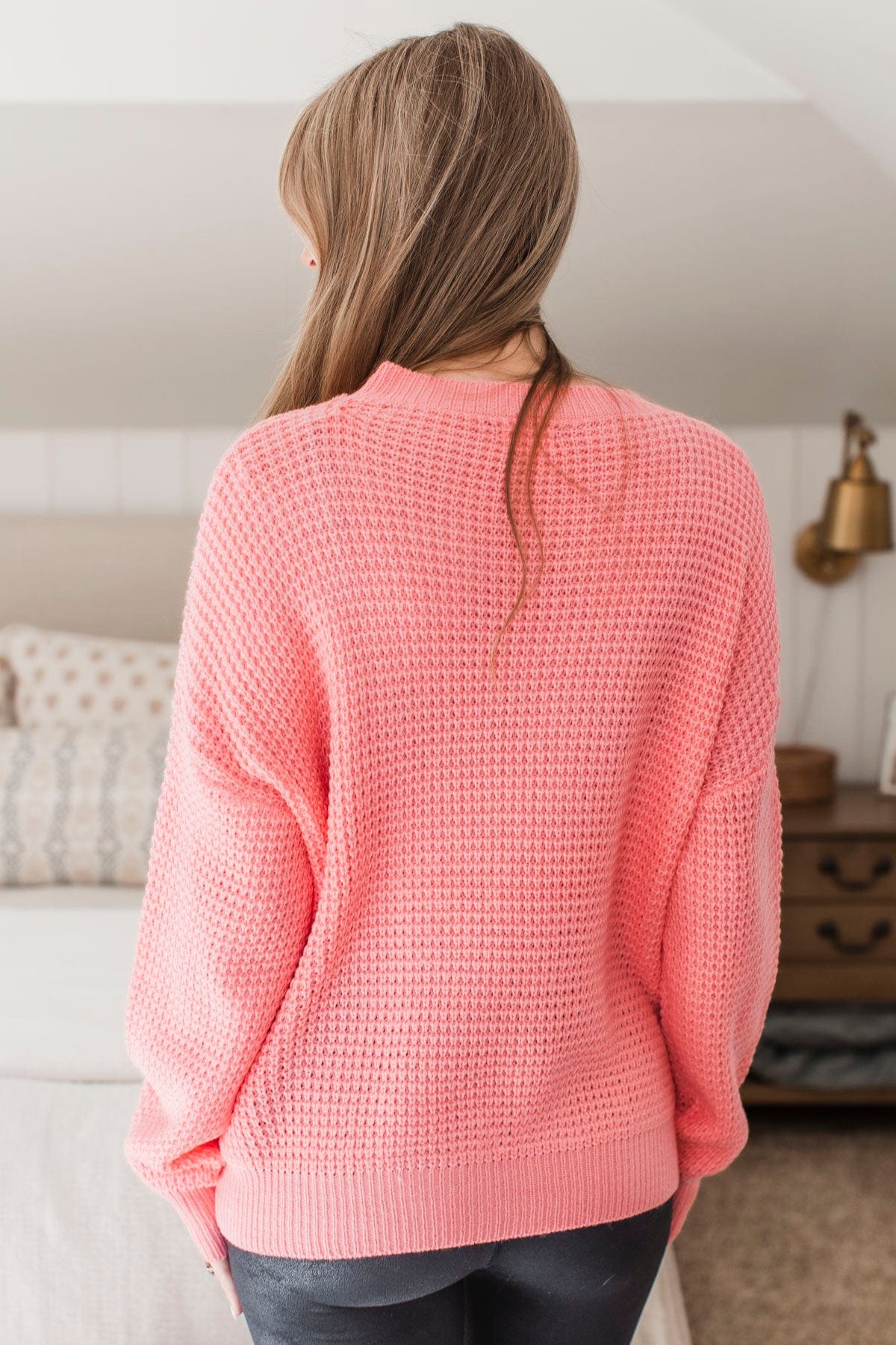 Captivating In Color Knit Sweater Bright Coral The Pulse Boutique