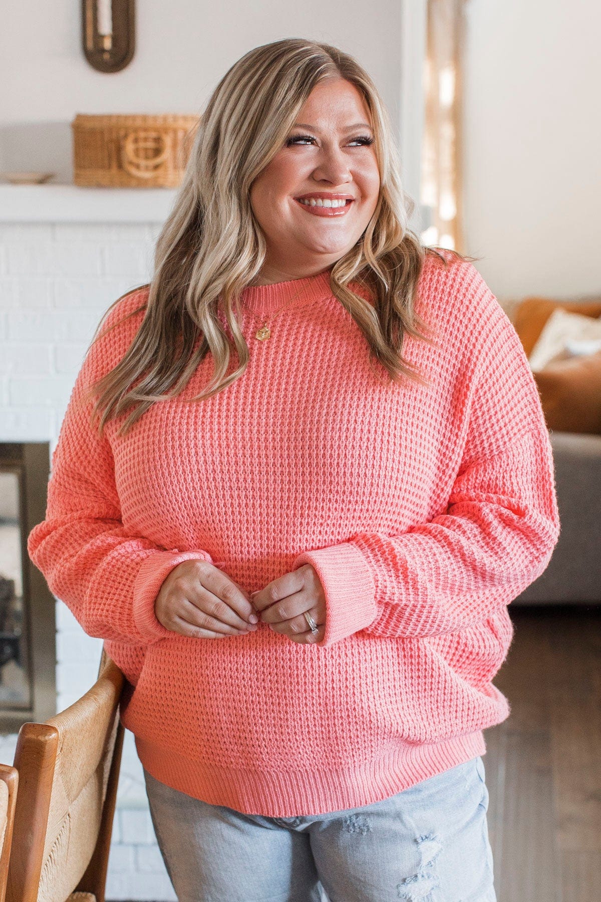 Captivating In Color Knit Sweater- Bright Coral