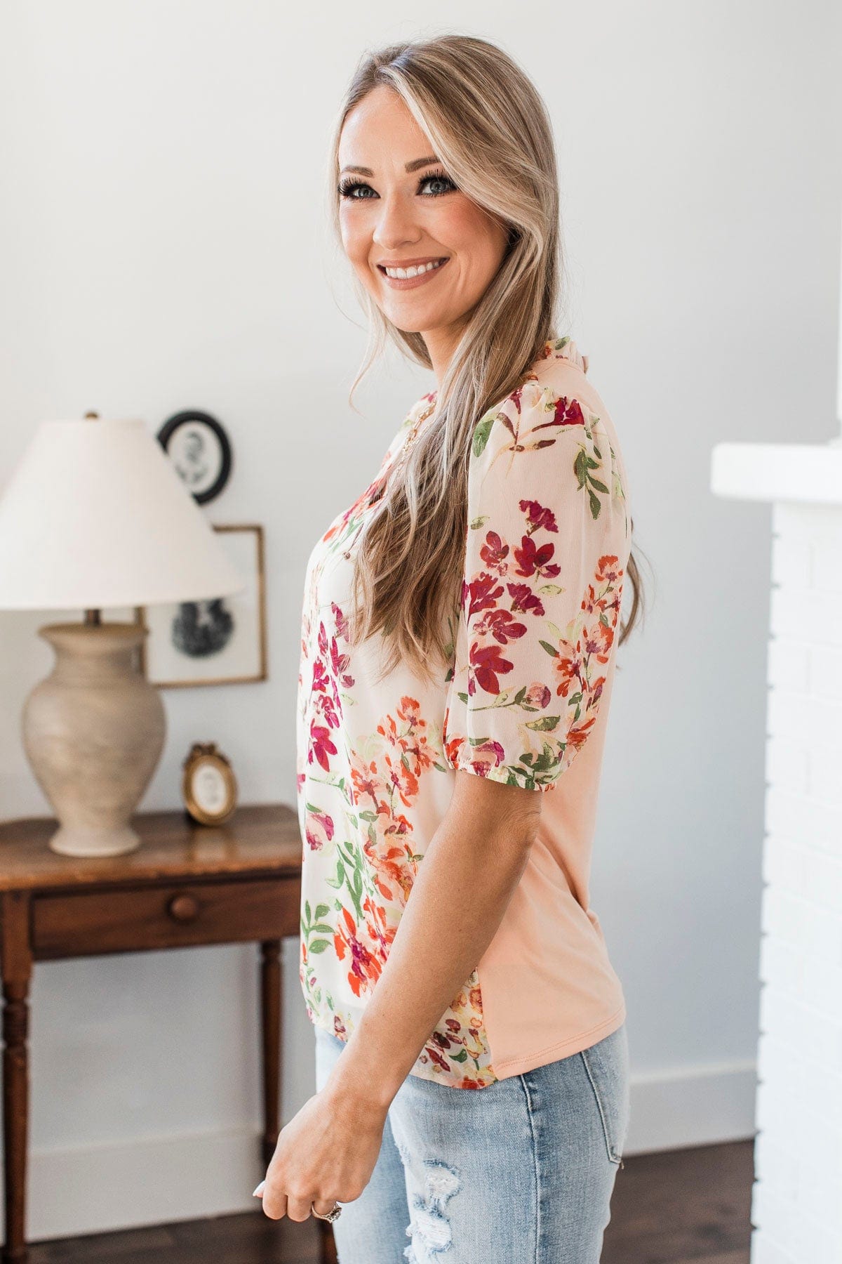 Timeless Affection Floral Top- Peach