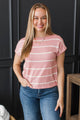 Unstoppable You Striped Knit Top- Dusty Pink