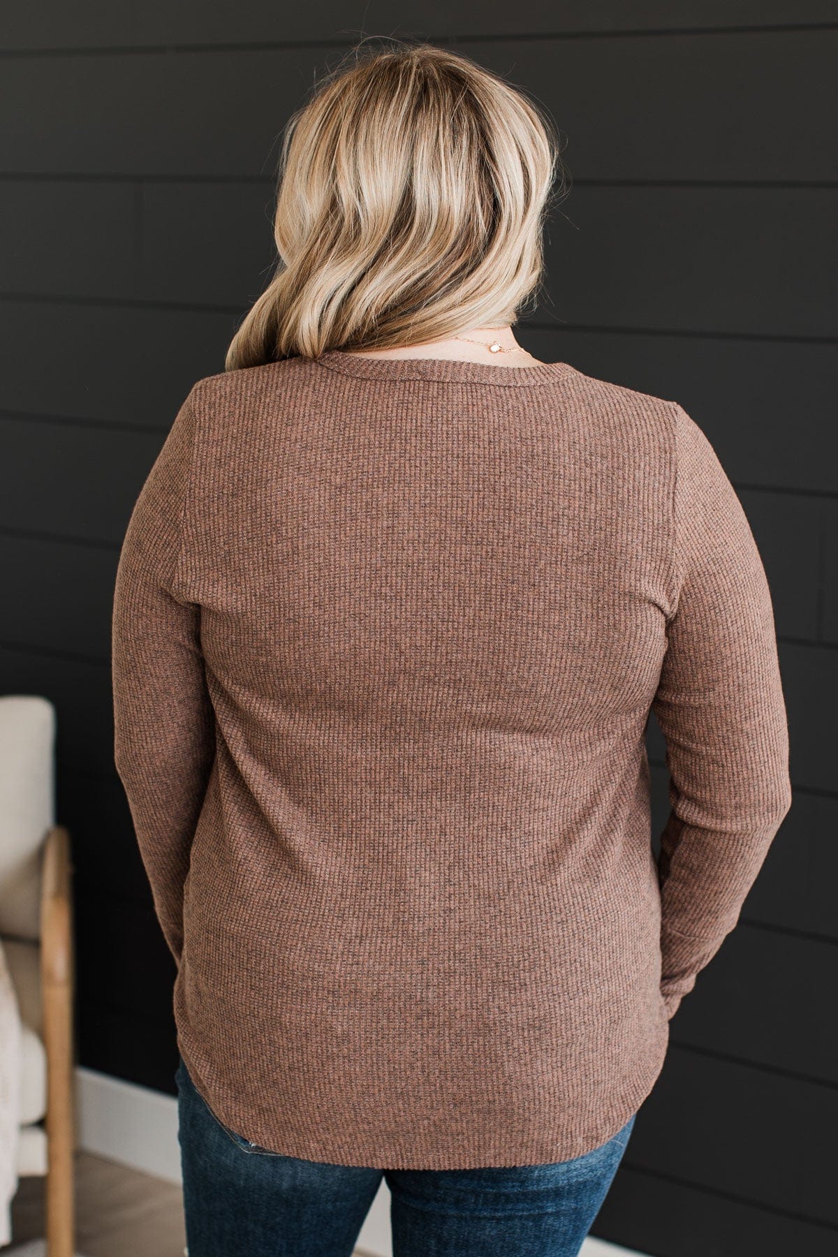 Little Moments Ribbed Knit Top- Mocha