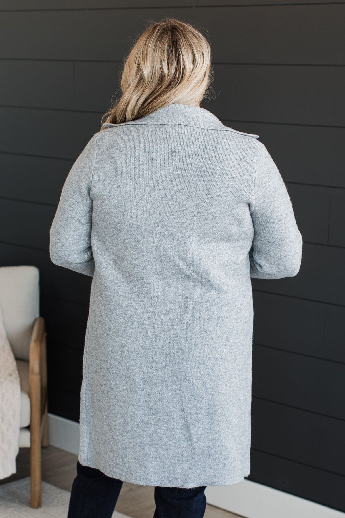 Chill With Me Knit Trench Coat- Heather Grey