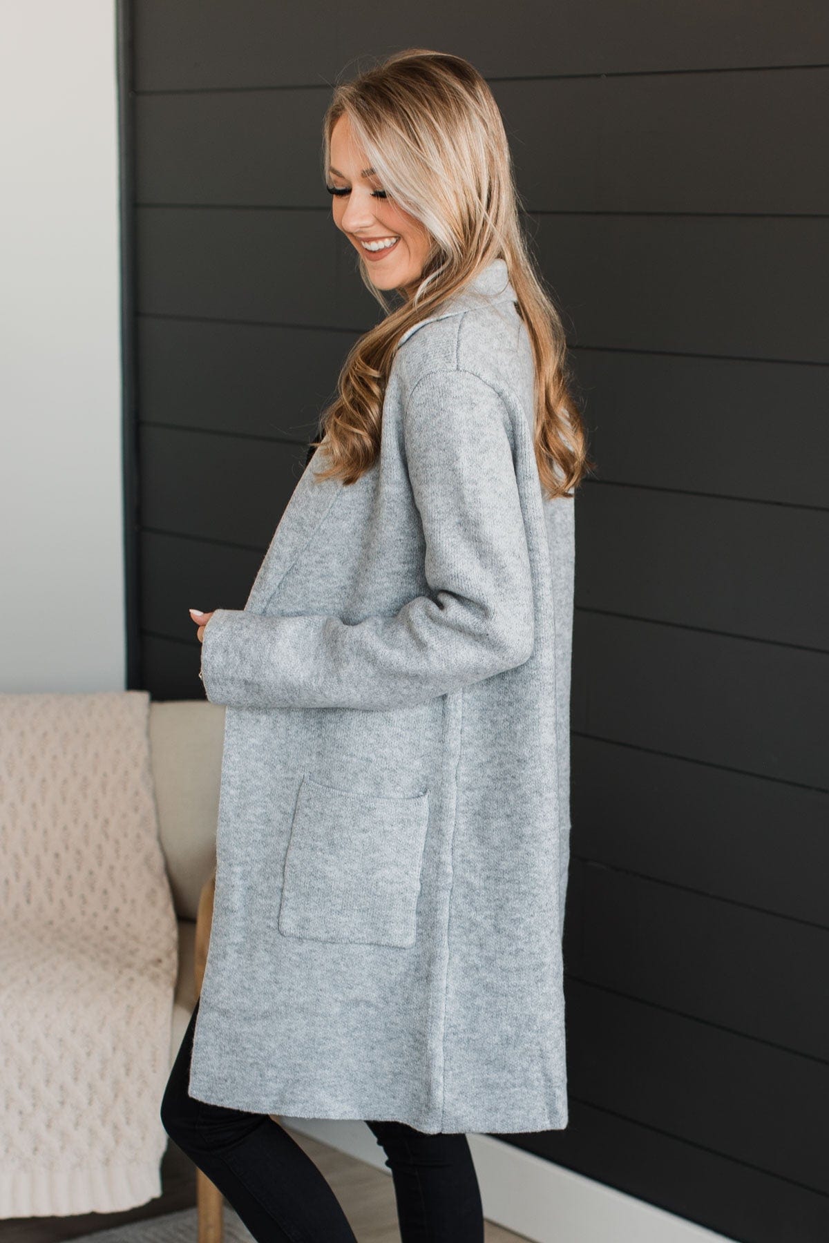 Chill With Me Knit Trench Coat- Heather Grey