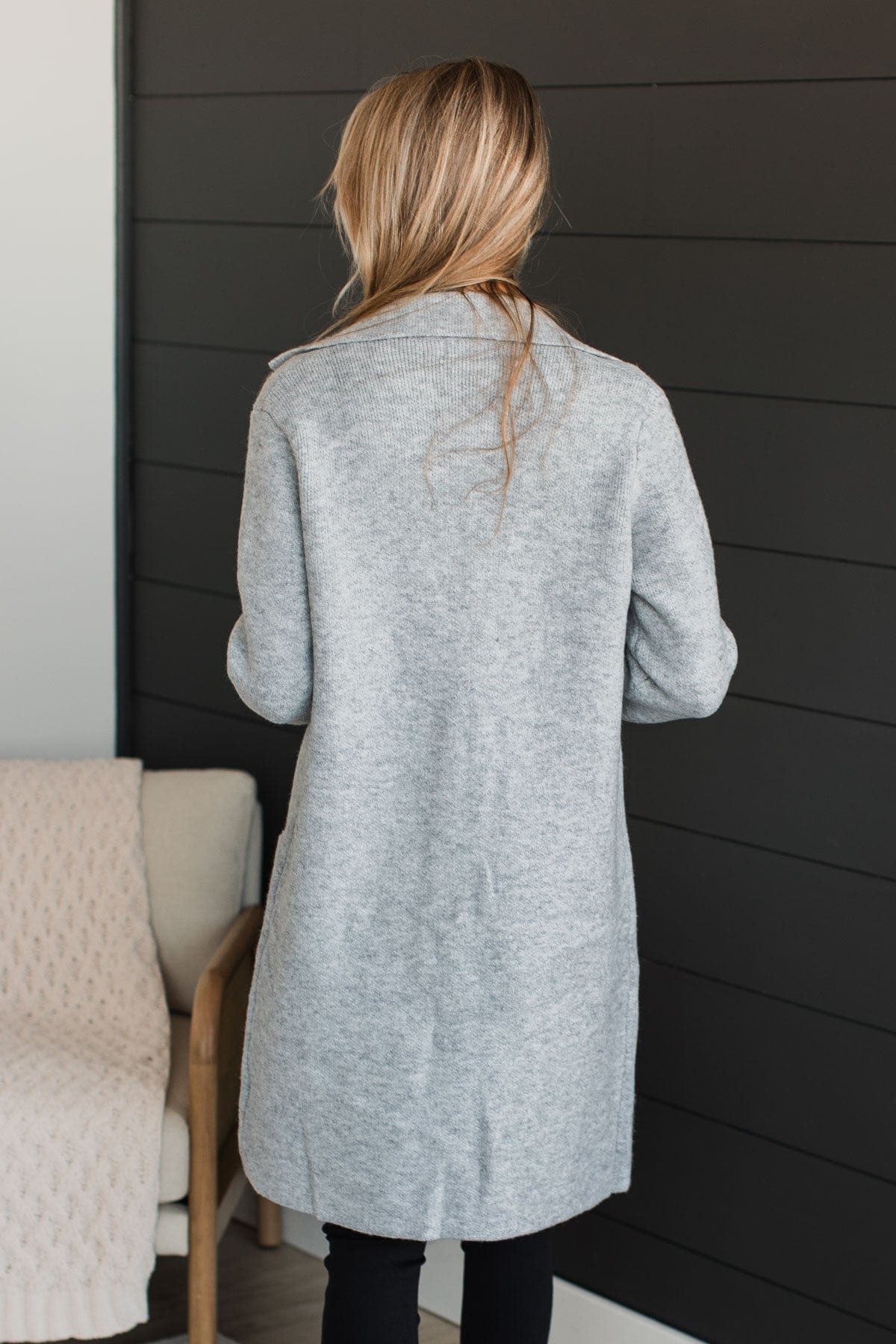Chill With Me Knit Trench Coat- Heather Grey