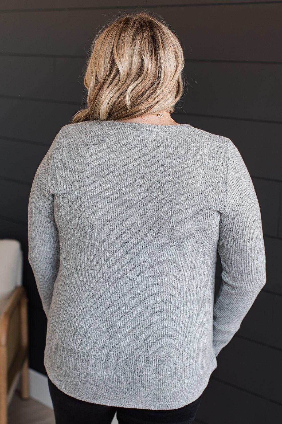 Little Moments Ribbed Knit Top- Heather Grey