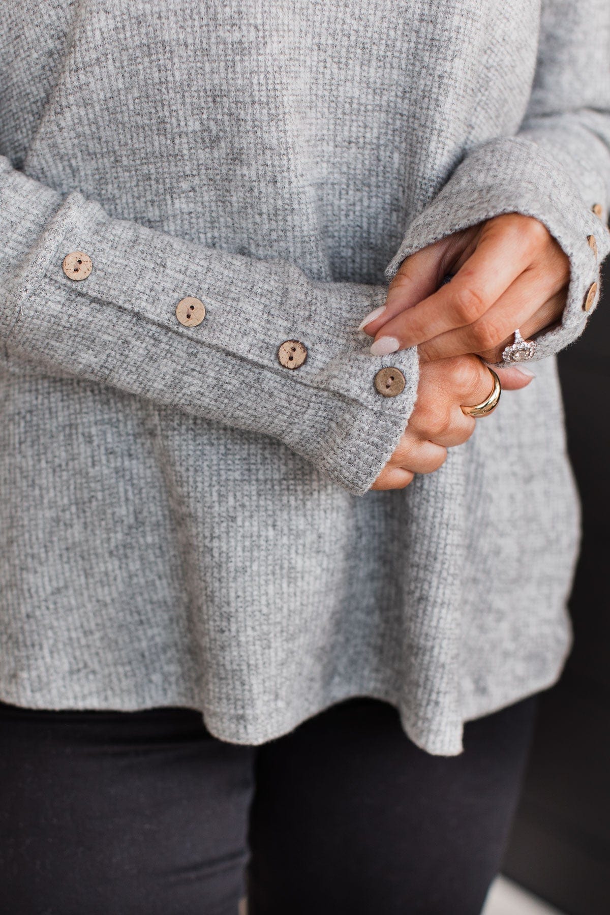 Little Moments Ribbed Knit Top- Heather Grey