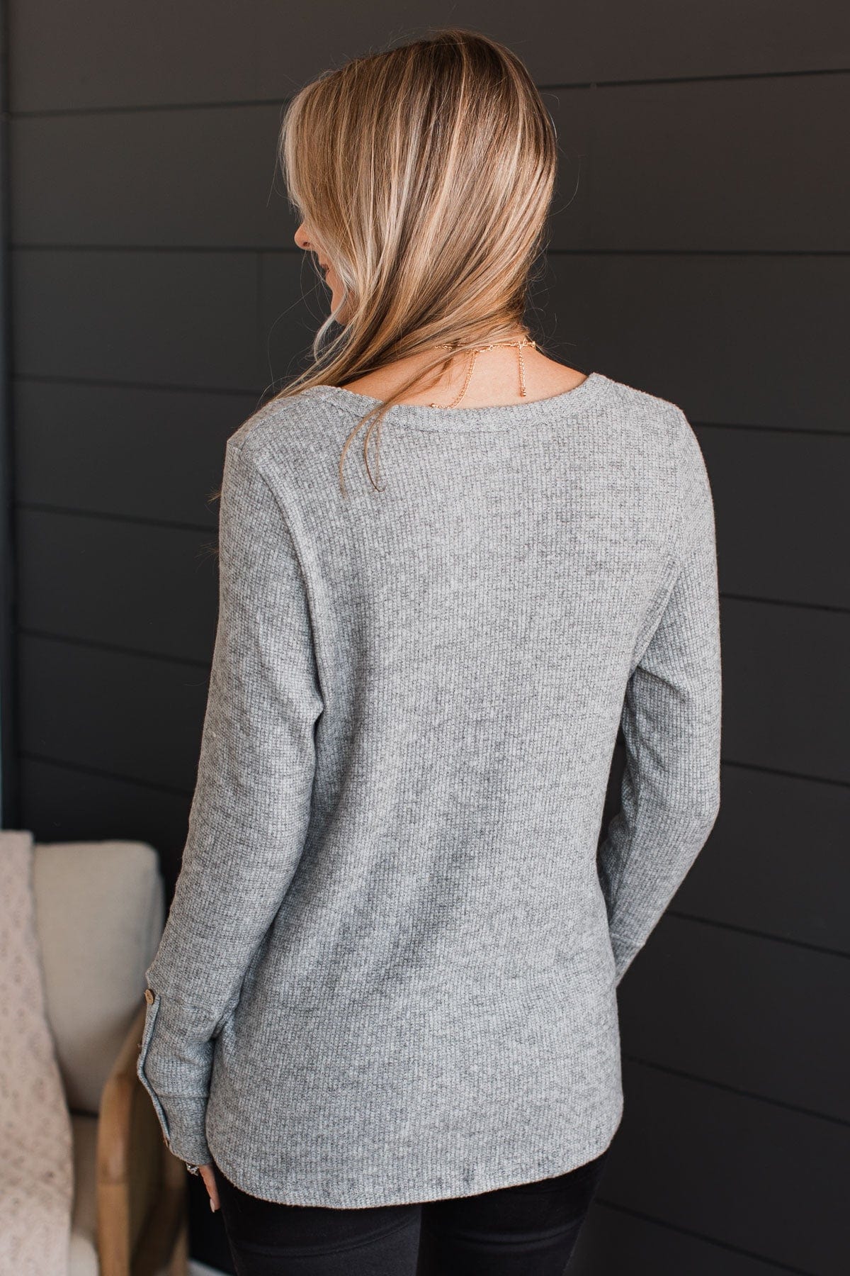Little Moments Ribbed Knit Top- Heather Grey