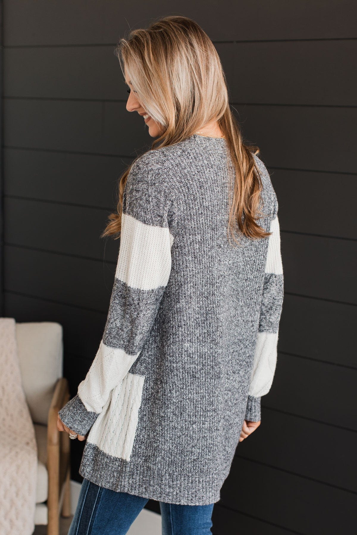 Hold Me Close Knit Cardigan- Dark Grey