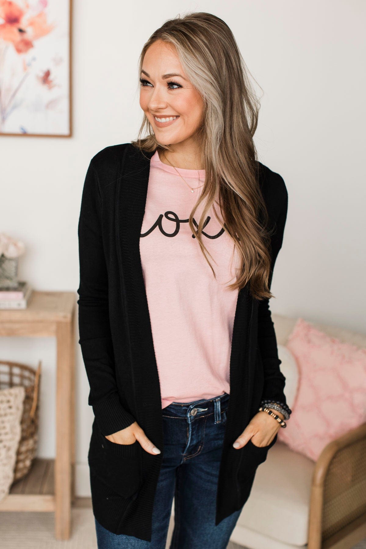Black deals light cardigan