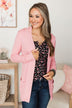 Comfortable With Myself Knit Cardigan- Baby Pink