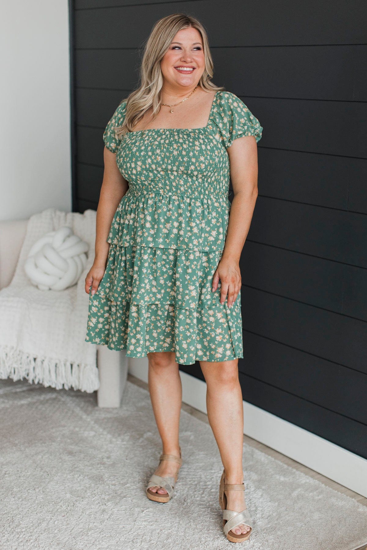 Singing For Love Floral Dress- Jade Green Singing For Love Floral Dress- Jade Green