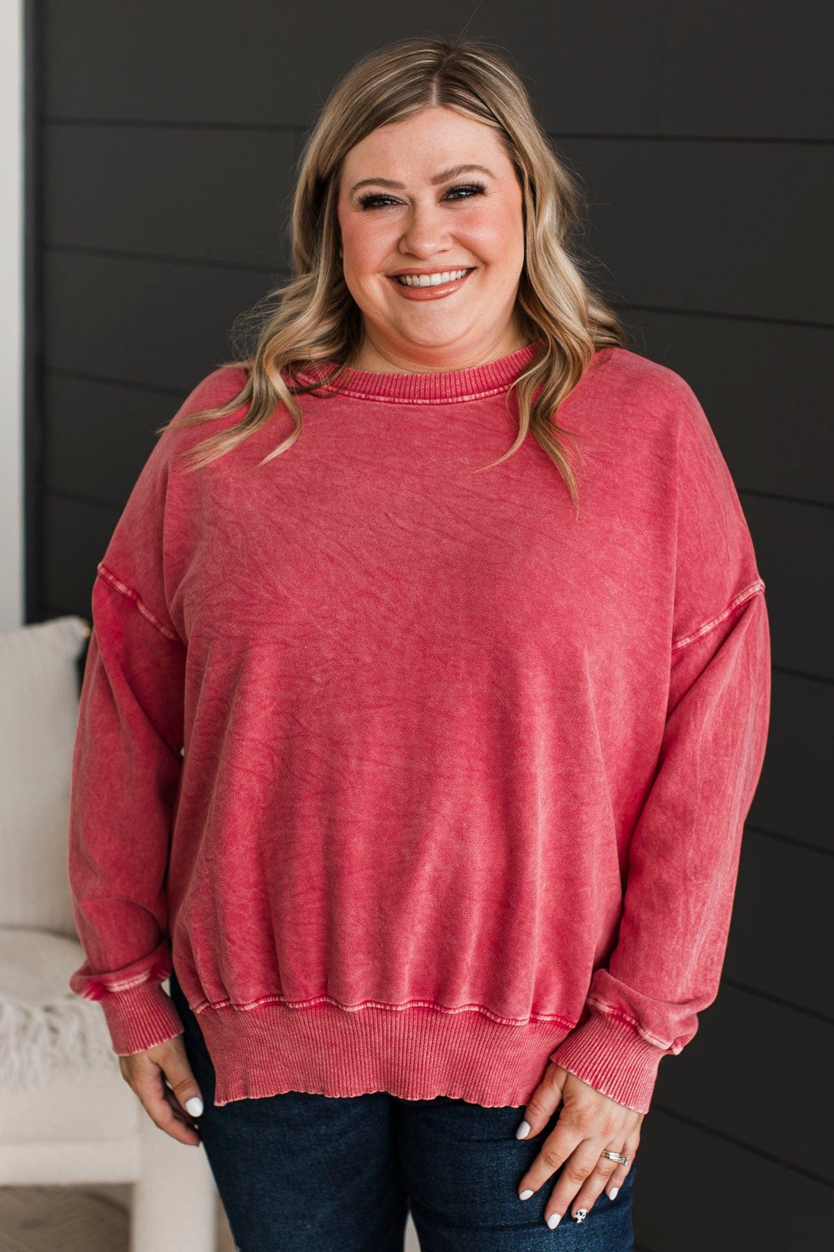 Ready To Roll Pullover Top- Fuchsia
