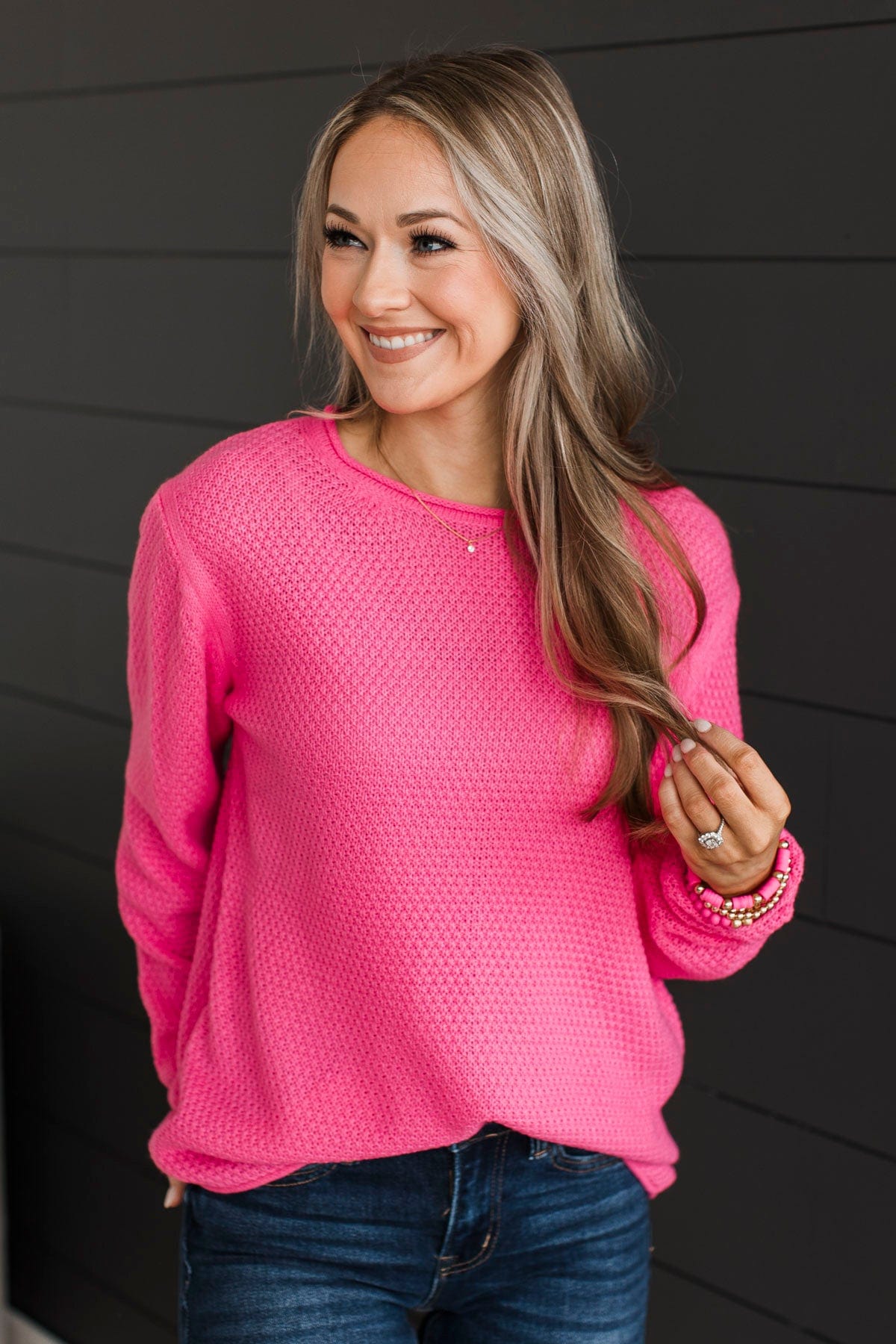 Personal Best Knit Sweater- Bright Pink