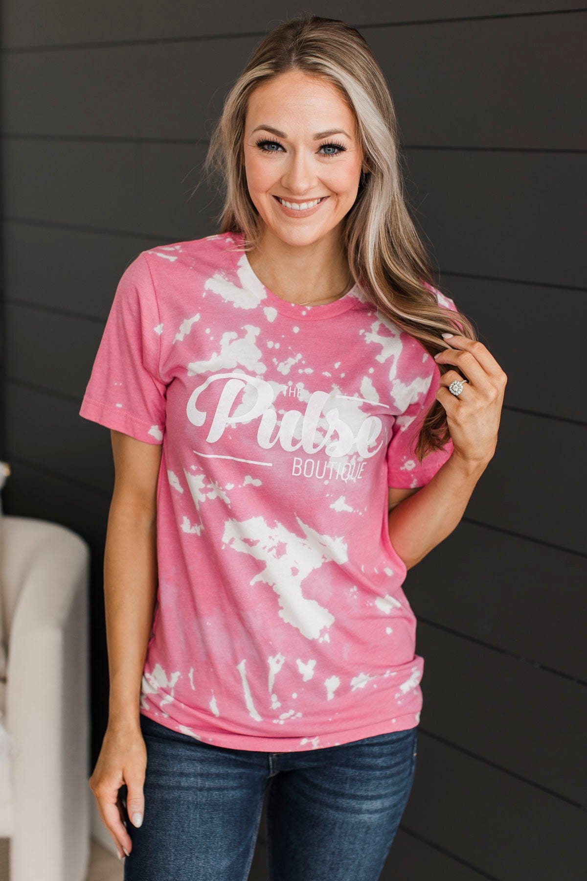 The Pulse Boutique Bleached Graphic Tee- Pink