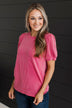 Saw You Staring Puff Sleeve Top- Pink