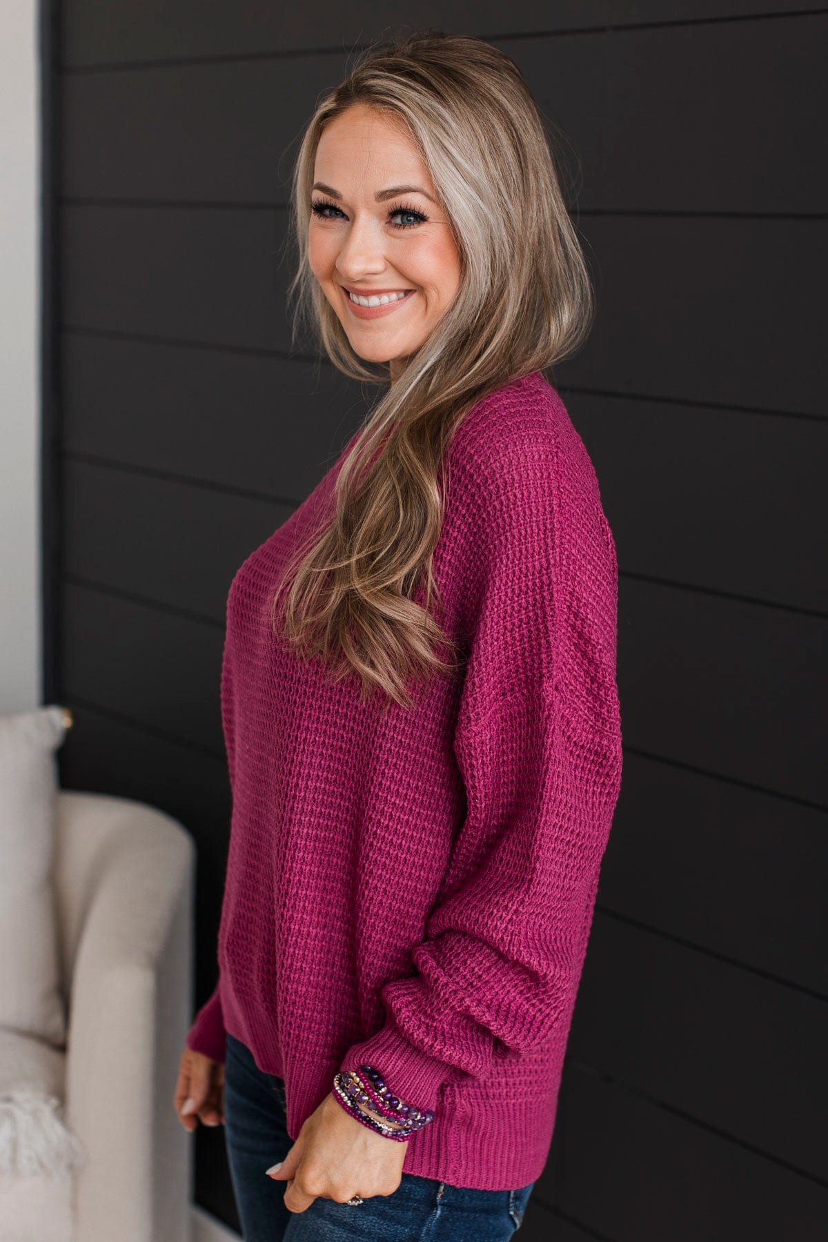 Berry Rumble Sweater Captivating In Color Knit Sweater- Berry – The Pulse Boutique
