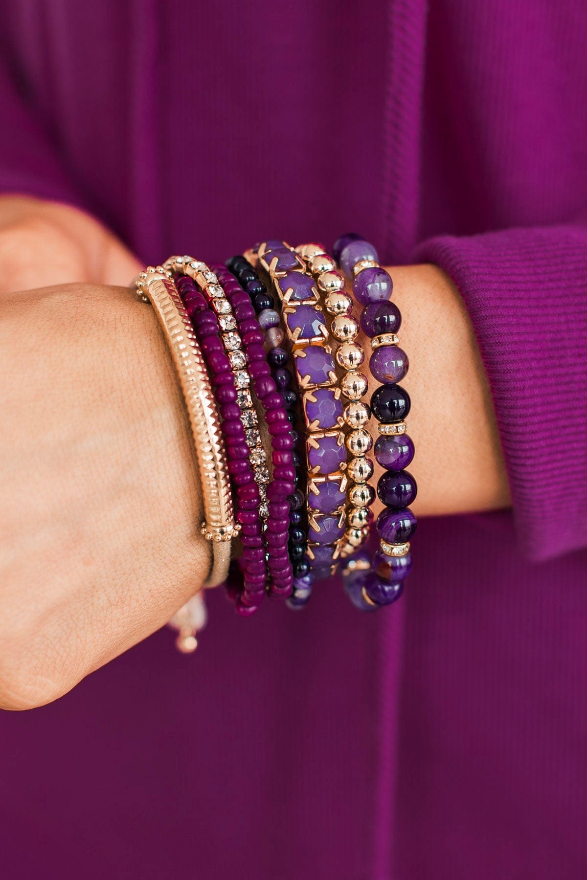 Rare Beauty Beaded Bracelet Set- Purple