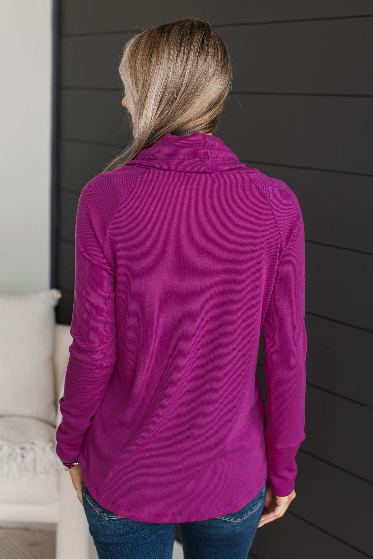 Not Letting Go Cowl Neck Top- Magenta