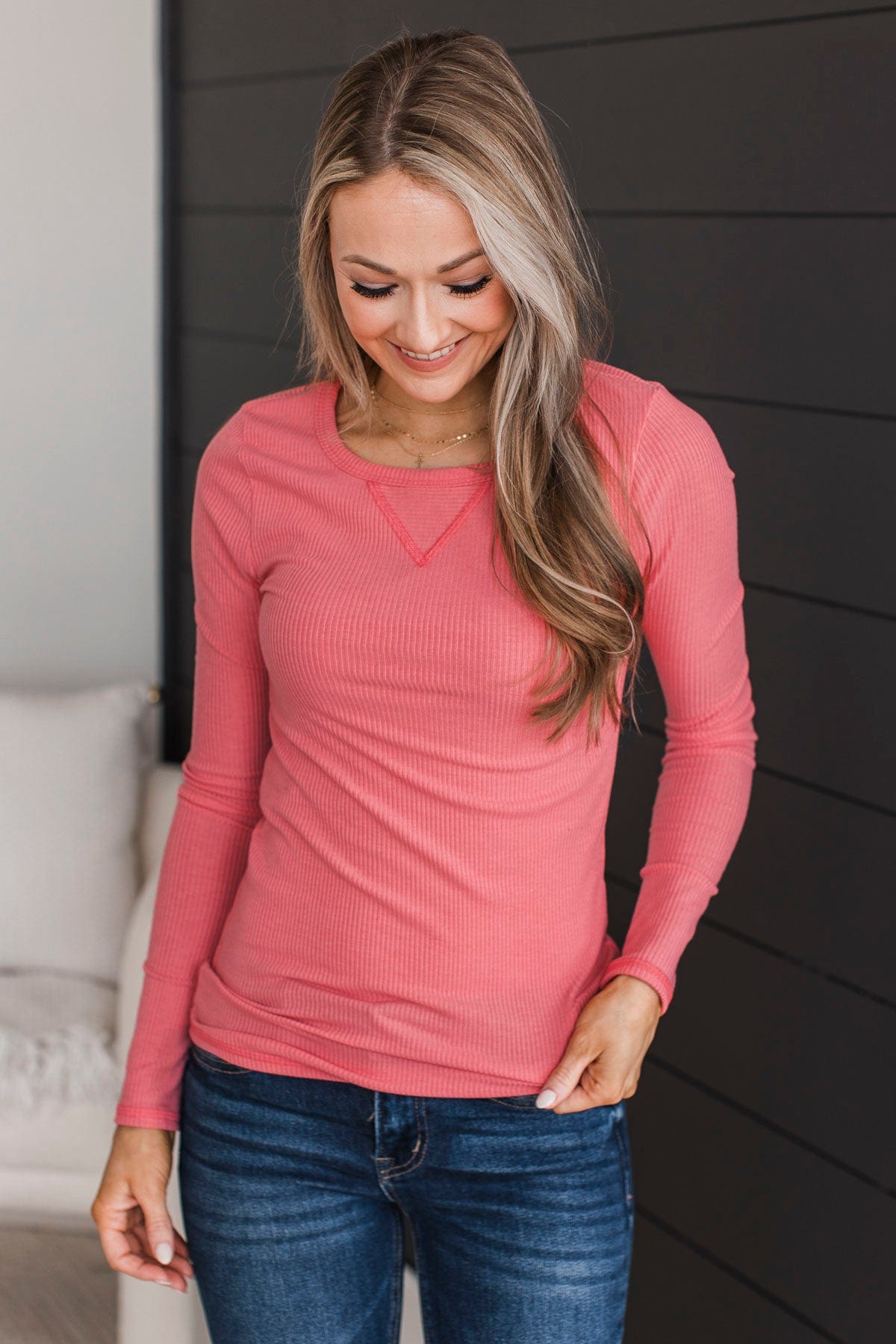 Love You Forever Knit Top- Coral