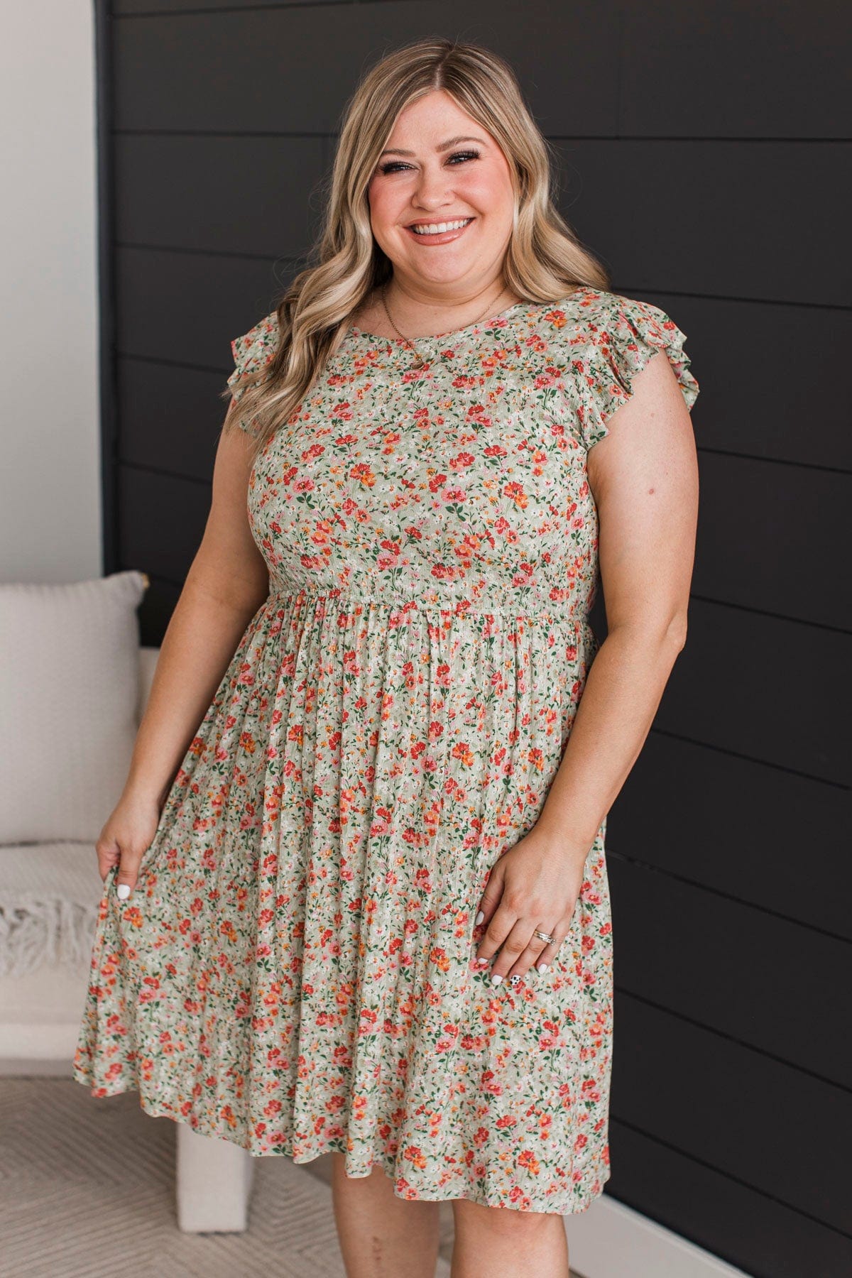 Think It Through Floral Dress- Light Sage – The Pulse Boutique