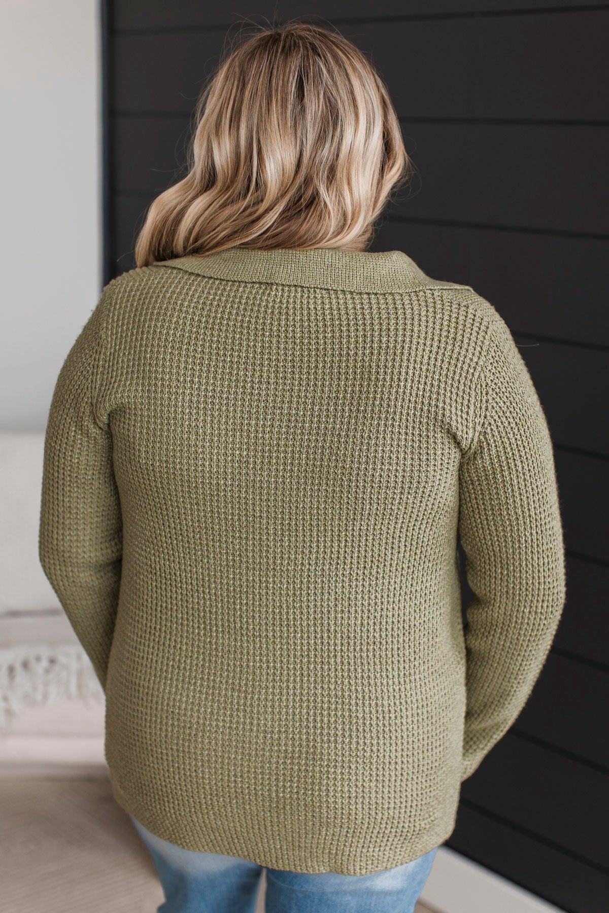 Don't Be Fooled Waffle Knit Button Top- Sage