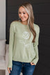 Searching For Love Embroidered Sweater- Sage
