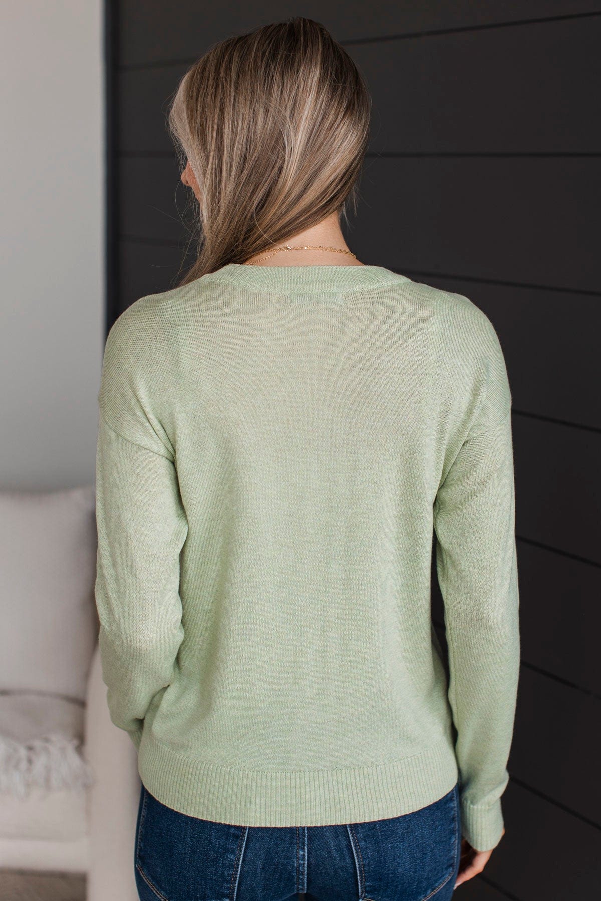 Searching For Love Embroidered Sweater- Sage