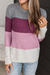 All About Spring Color Block Knit Sweater- Magenta & Mauve