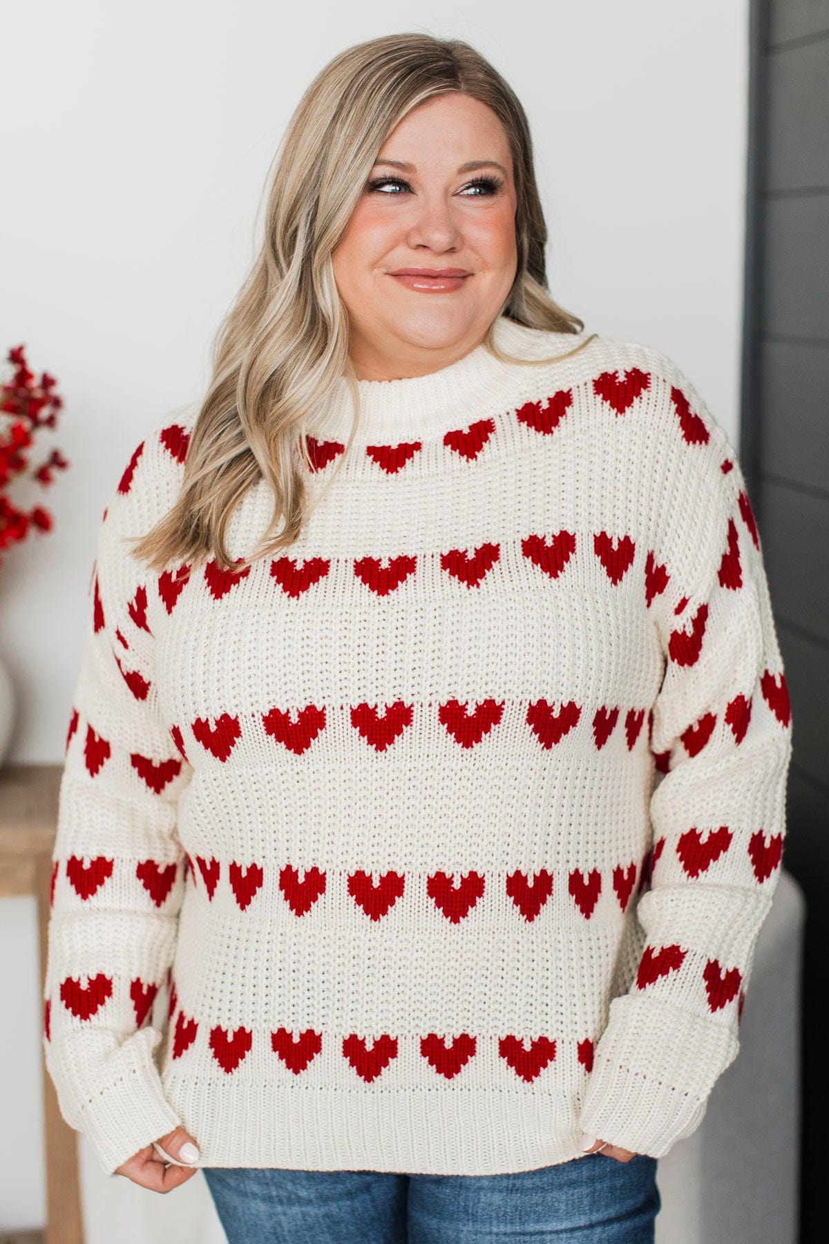 Songs Of Forever Heart Knit Sweater- Light Cream