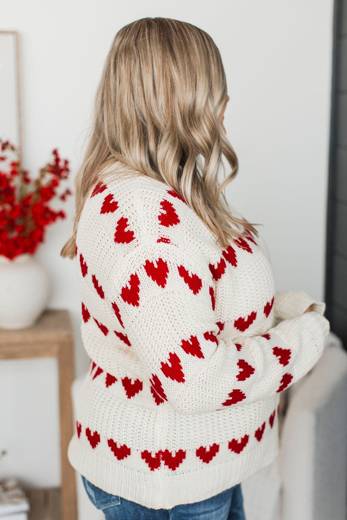 Songs Of Forever Heart Knit Sweater- Light Cream