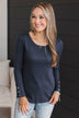 Dreams Of Forever Ribbed Top- Navy