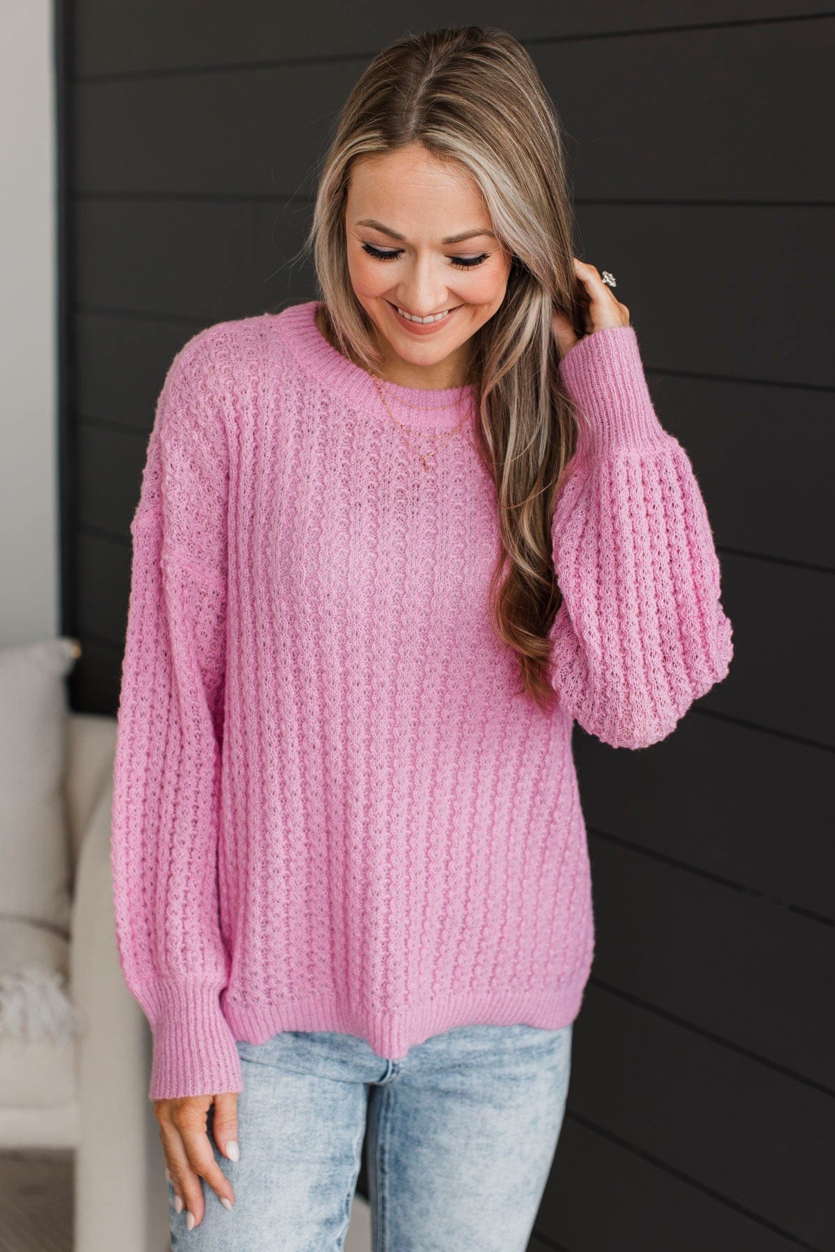 Savor The Moment Knit Sweater- Pink